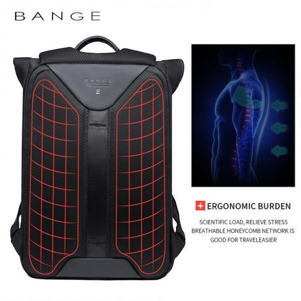 BANGE High Capacity Business Waterproof Travel Office Men's Backpack - Image 6