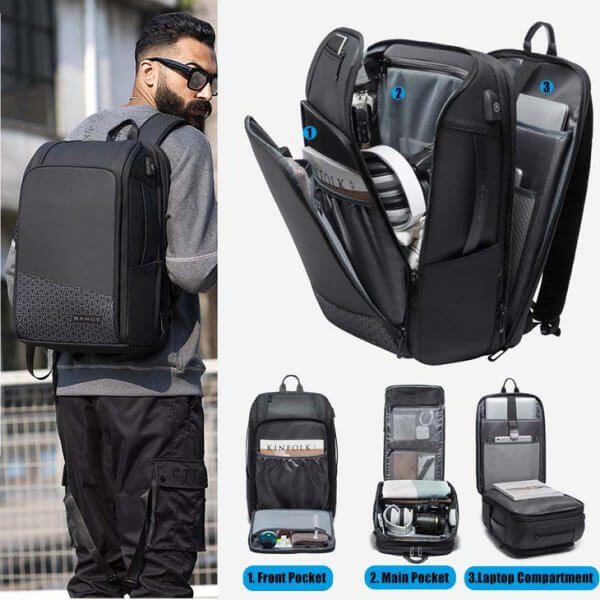 Expandable Laptop Multi-functional Business USB Computer Backpack - Image 5