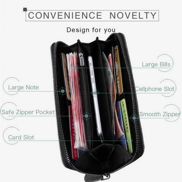 KAKA Men's Long Purse Clutch Money Clip Coins Pocket Phone Wallet - Image 5