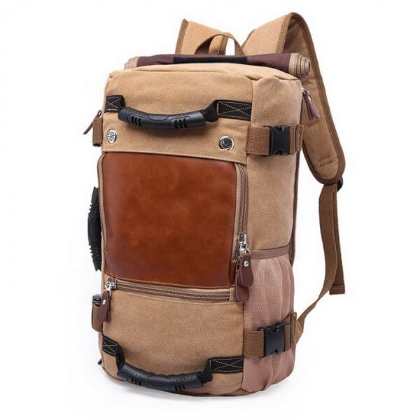 KAKA Vintage Large Capacity Canvas Outdoor Travel Luggage Backpack - Image 3