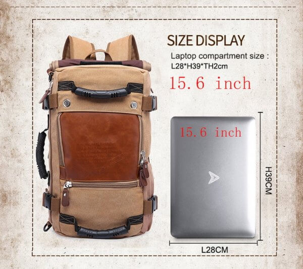 KAKA Vintage Large Capacity Canvas Outdoor Travel Luggage Backpack - Image 6