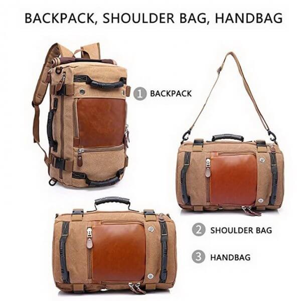 KAKA Vintage Large Capacity Canvas Outdoor Travel Luggage Backpack - Image 7