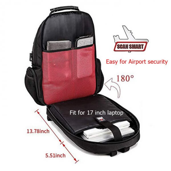 Male 45L Travel 15.6" Laptop USB Anti-theft Teens Schoolbag Backpack - Image 5