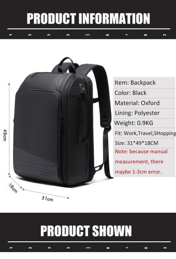 Expandable Laptop Multi-functional Business USB Computer Backpack - Image 3