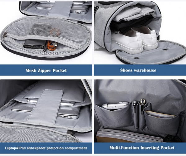 KAKA 40L 15.6" Laptop Shoes Travel Sports Fitness Backpack For Man - Image 9