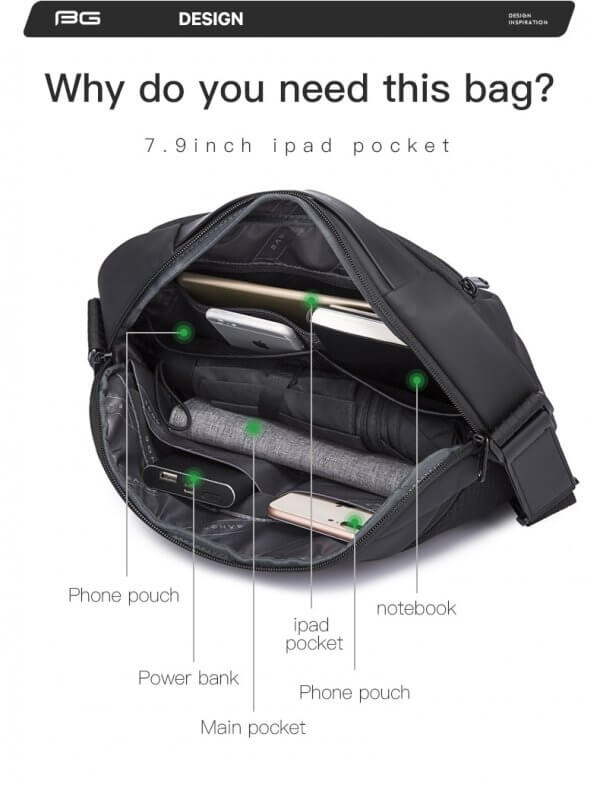 New Anti-theft Multifunction Crossbody Bag Shoulder Messenger Sling Bag - Image 4
