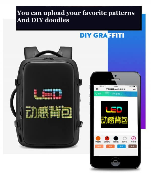 Smart LED Display Backpack Business Advertising Light Pixel LED Programmable Full-Color Screen Backpack - Image 6