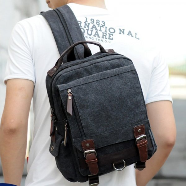 Small Canvas Backpack Men Travel Back Pack Multifunctional Shoulder Bag Women Laptop Rucksack School Bags Female Daypack - Image 2