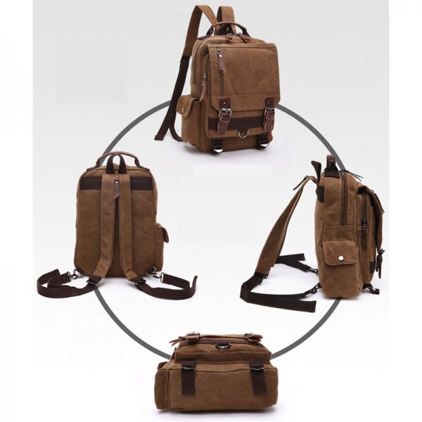 Small Canvas Backpack Men Travel Back Pack Multifunctional Shoulder Bag Women Laptop Rucksack School Bags Female Daypack - Image 4