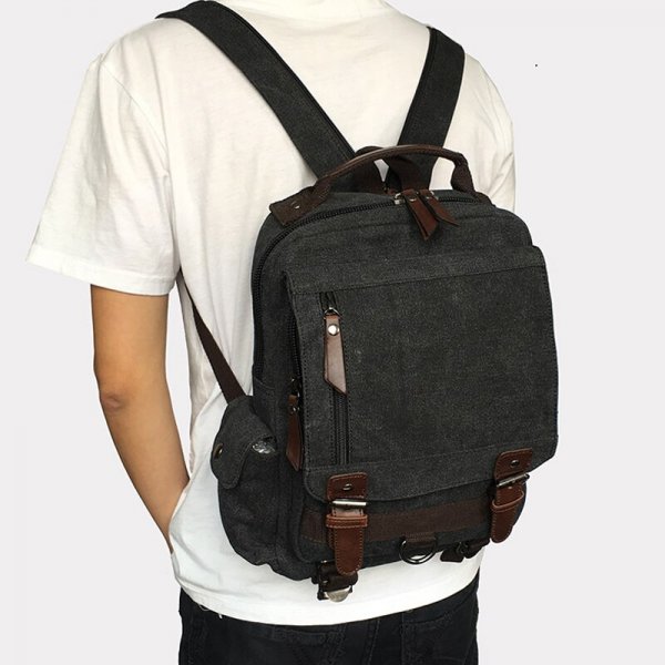 Small Canvas Backpack Men Travel Back Pack Multifunctional Shoulder Bag Women Laptop Rucksack School Bags Female Daypack - Image 5