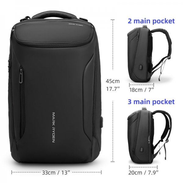 Mark Ryden New Anti-thief Fashion Men Backpack Multifunctional Waterproof 15.6 inch Laptop Bag Man USB Charging Travel Bag - Image 6