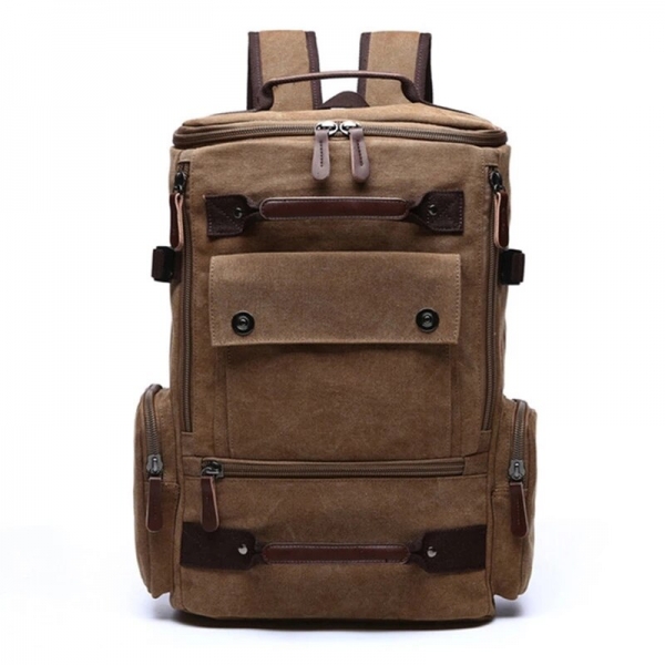 Men's Vintage Canvas Backpack School Bag Men's Travel Bags Large Capacity Laptop Backpack - Image 3