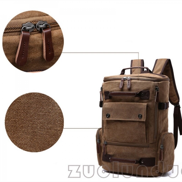 Men's Vintage Canvas Backpack School Bag Men's Travel Bags Large Capacity Laptop Backpack - Image 5