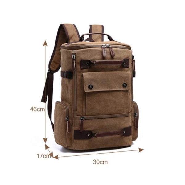 Men's Vintage Canvas Backpack School Bag Men's Travel Bags Large Capacity Laptop Backpack - Image 6