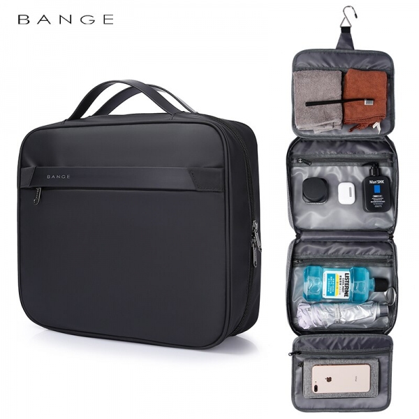 BANGE Women Travel Make Up Bag Collapsible Toiletry Cosmetic Storage Bag Portable Oxford Cloth Wash Pouch