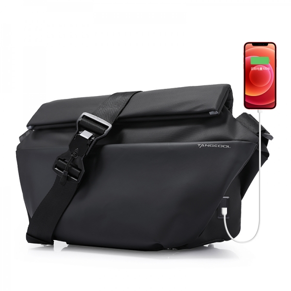 Tangcool Fashion Mens Chest Bag Crossbody Bag Travel Bike Multifunction Anti-theft Waterproof With USB Port