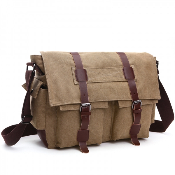 Canvas Business Messenger Bag For Men Shoulder Bag Canvas Crossbody Pack Retro Casual Office Travel Bag