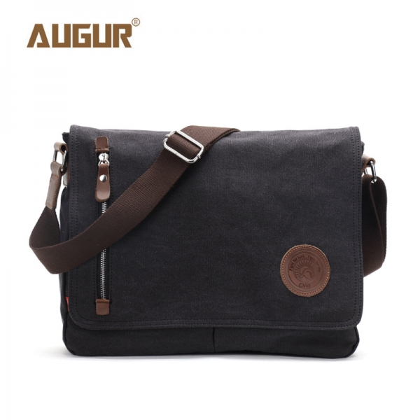 AUGUR Canvas Leather Crossbody Bag Men Military Army Vintage Messenger Shoulder Bag Casual Travel School Bag - Image 2