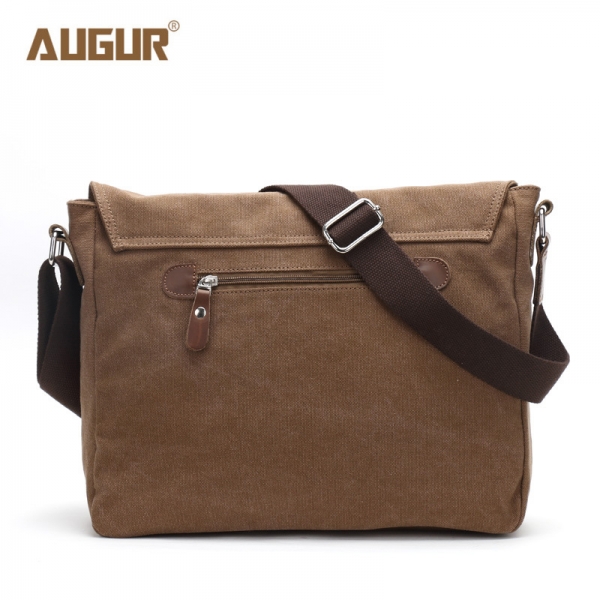 AUGUR Canvas Leather Crossbody Bag Men Military Army Vintage Messenger Shoulder Bag Casual Travel School Bag - Image 4