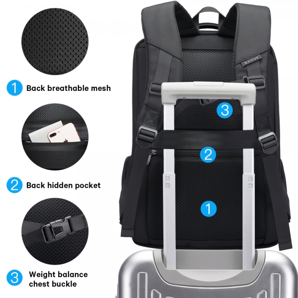 BANGE 15.6 Inch Simple Computer Business Backpack MultiFunction USB Charging Large Capacity Water and Corrosion Resistance - Image 4