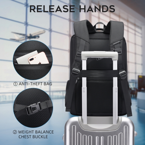 BANGE 15.6 Inch Laptop Backpack MultiFunction USB Charging Large Capacity Water and Corrosion Resistance - Image 3