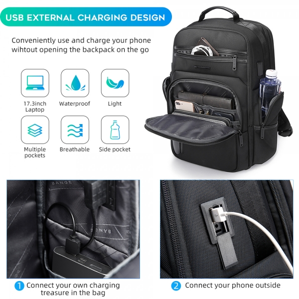 BANGE 15.6 Inch Laptop Backpack MultiFunction USB Charging Large Capacity Water and Corrosion Resistance - Image 4