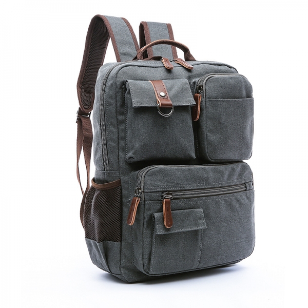Men's College Canvas Backpack Vintage School Backpack Computer Backpack Travel Bag Rucksack Fits 15'' Laptop - Image 2
