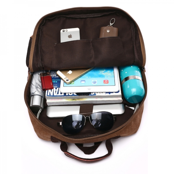 Men's College Canvas Backpack Vintage School Backpack Computer Backpack Travel Bag Rucksack Fits 15'' Laptop - Image 5