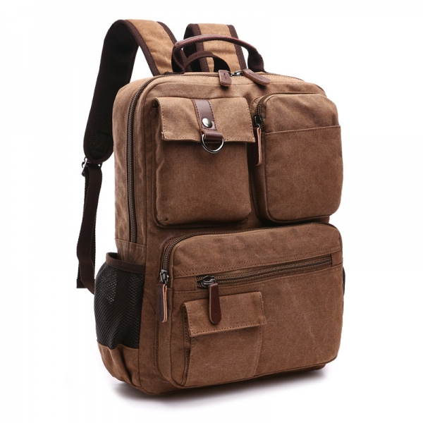 Men's College Canvas Backpack Vintage School Backpack Computer Backpack Travel Bag Rucksack Fits 15'' Laptop