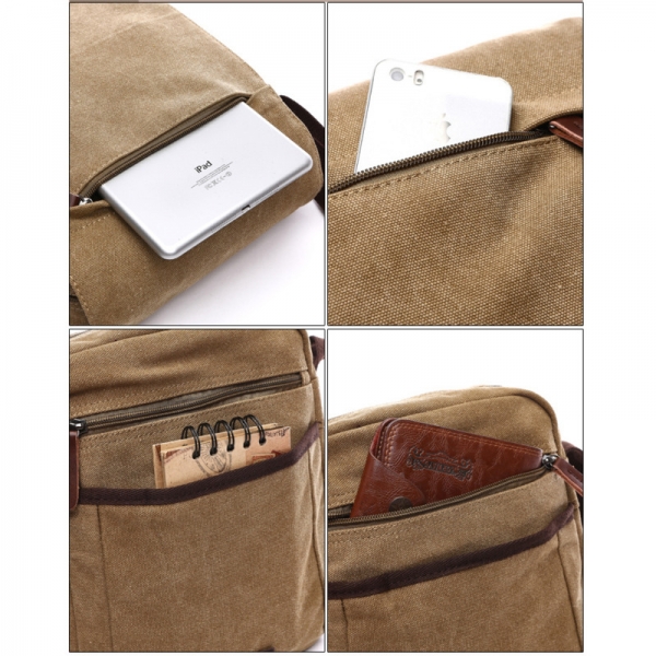 Fashion Canvas Messenger Shoulder Bag Satchel Bag Buckle Casual Crossbody Bag Korean Trend Simple Solid Cross-bag - Image 4