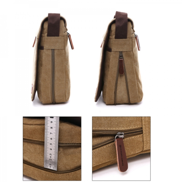 Fashion Canvas Messenger Shoulder Bag Satchel Bag Buckle Casual Crossbody Bag Korean Trend Simple Solid Cross-bag - Image 5