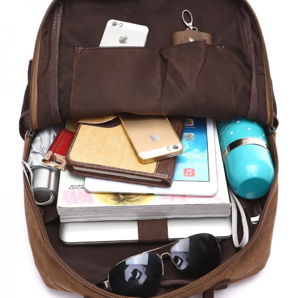 Men's Backpack Vintage Canvas Backpack School Bag Travel Bag Large Capacity Laptop Backpack - Image 3