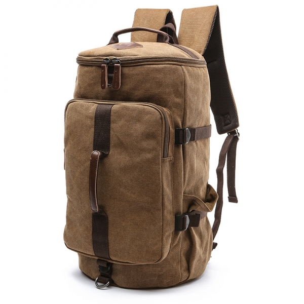 Men's Canvas Luggage Backpack Travel Bag Large Capacity Weekend Duffel Backpack - Image 4