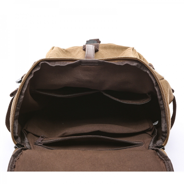 Men's Canvas Luggage Backpack Travel Bag Large Capacity Weekend Duffel Backpack - Image 6