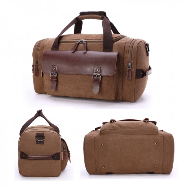Men's Canvas Vintage Travel Bags Large Capacity Tote Shoulder Bag Daily Bolsa Multifunction Duffel Bag - Image 4
