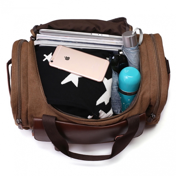 Men's Canvas Vintage Travel Bags Large Capacity Tote Shoulder Bag Daily Bolsa Multifunction Duffel Bag - Image 5