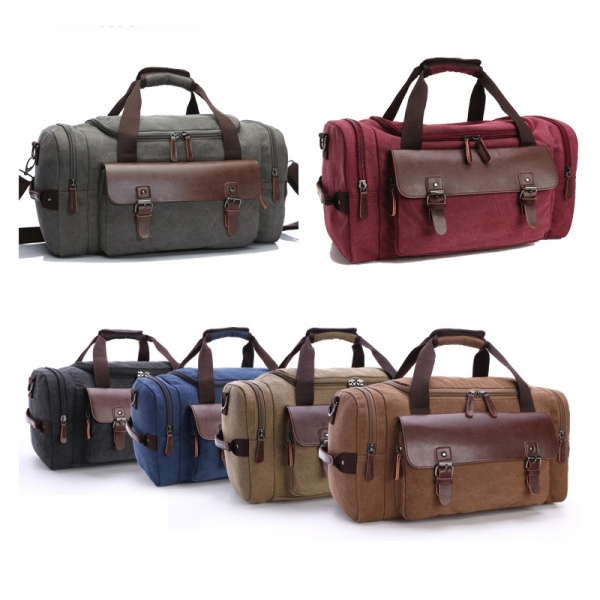 Men's Canvas Vintage Travel Bags Large Capacity Tote Shoulder Bag Daily Bolsa Multifunction Duffel Bag - Image 6