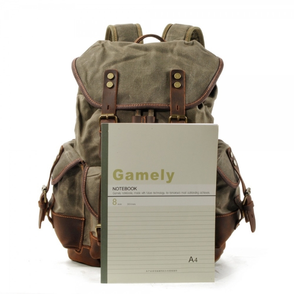 Men's Leather Waxed Canvas Backpack Mochila Hombre High Capacity Vintage Rucksack For School Hiking Travel - Image 4