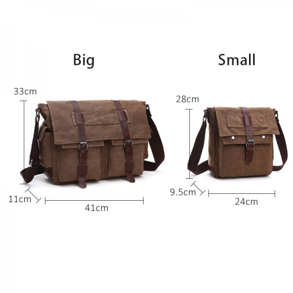 Canvas Business Messenger Bag For Men Shoulder Bag Canvas Crossbody Pack Retro Casual Office Travel Bag - Image 2