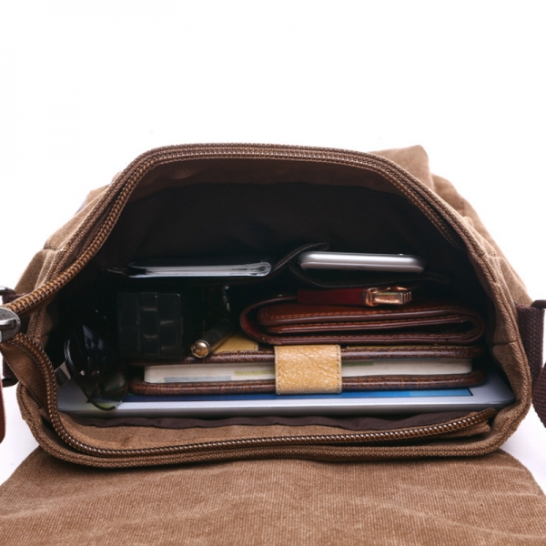 Canvas Business Messenger Bag For Men Shoulder Bag Canvas Crossbody Pack Retro Casual Office Travel Bag - Image 4