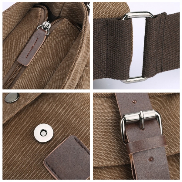 Canvas Business Messenger Bag For Men Shoulder Bag Canvas Crossbody Pack Retro Casual Office Travel Bag - Image 5