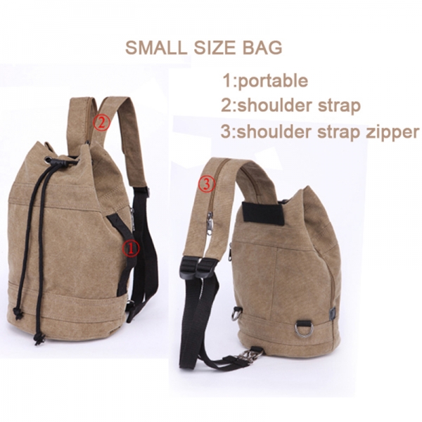 Unisex Canvas Backpack Bucket Drawstring Backpack Travel Luggage Casual Laptop Rucksack - Image 2
