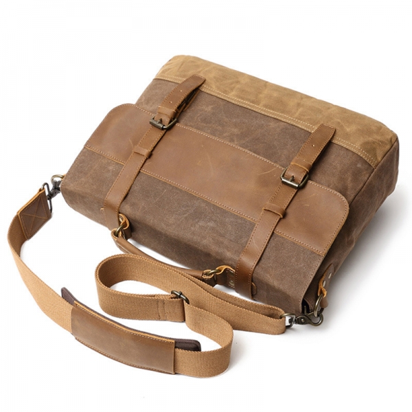High Quality Male Briefcases Business Messenger Bag Canvas Crazy Horse Leather Travel Crossbody Shoulder Bag - Image 3