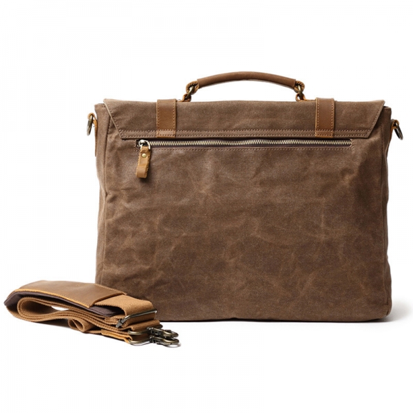High Quality Male Briefcases Business Messenger Bag Canvas Crazy Horse Leather Travel Crossbody Shoulder Bag - Image 4