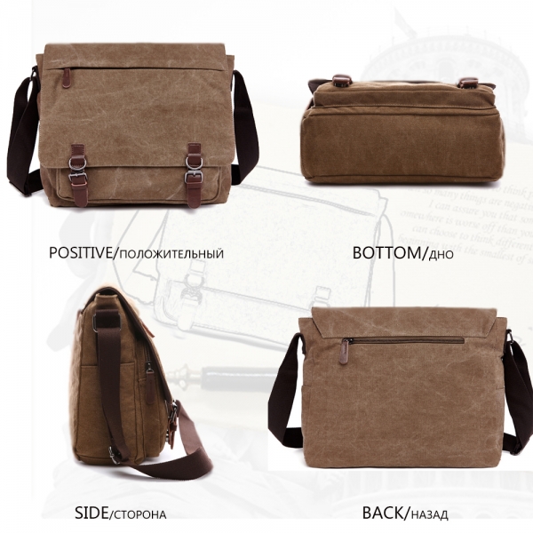 Large Vintage Canvas Messenger Retro Casual Office Travel Shoulder Bag Crossbody Bags 15 inch Laptop Bag - Image 4