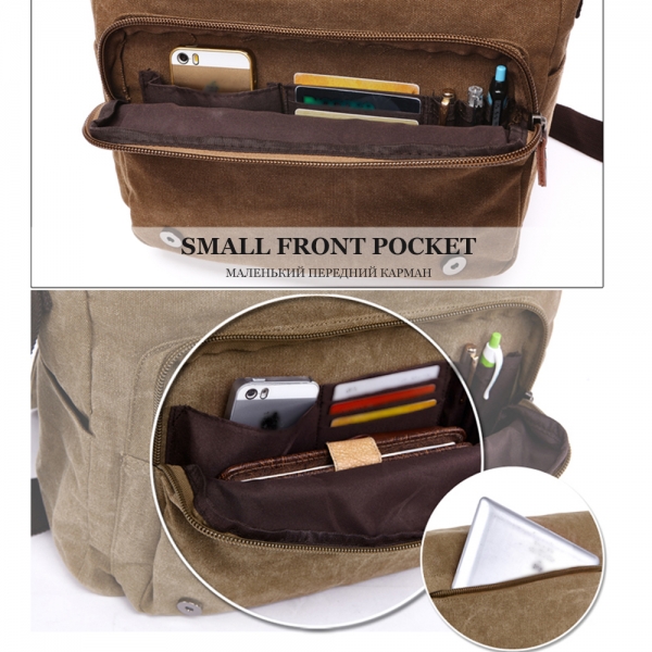 Large Vintage Canvas Messenger Retro Casual Office Travel Shoulder Bag Crossbody Bags 15 inch Laptop Bag - Image 5