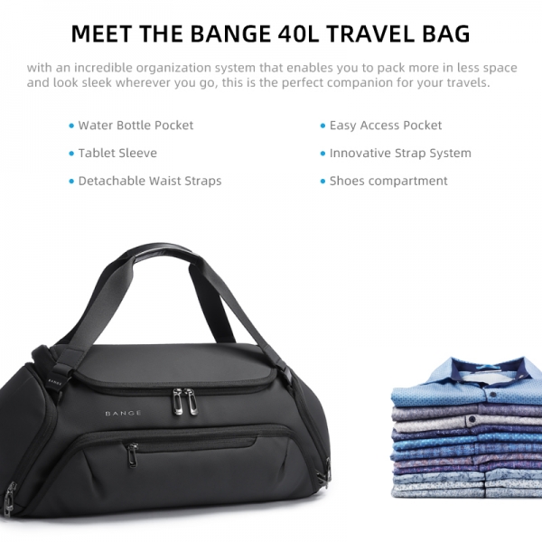 BANGE Gym Bag For Men and Women Waterproof and Moistureproof Dry and Wet Separation Travel Suitcase - Image 5