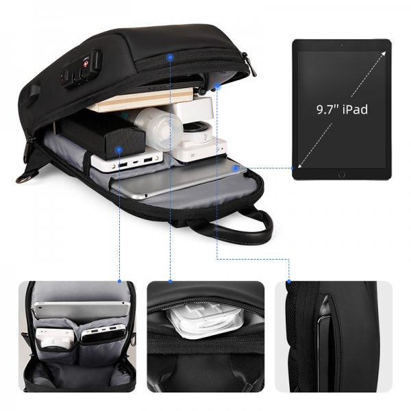 Mark Ryden TSA Lock Crossbody Men Waterproof USB Charging Shoulder Bag Short Trip Messengers Sling Bag - Image 5