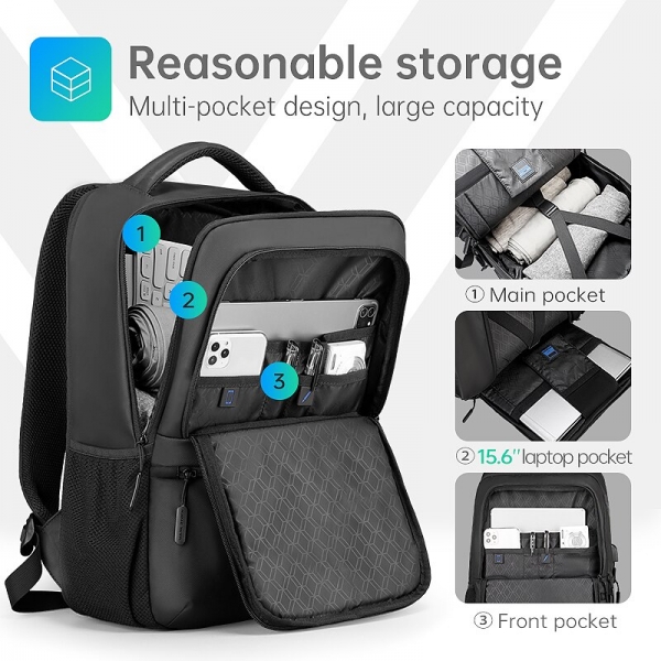 Mark Ryden Expandable Business Travel Backpack Daily Work Laptop USB Charging Bag Multifunctional Water Repellent - Image 3