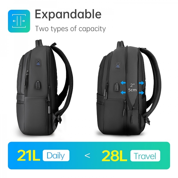 Mark Ryden Expandable Business Travel Backpack Daily Work Laptop USB Charging Bag Multifunctional Water Repellent - Image 6